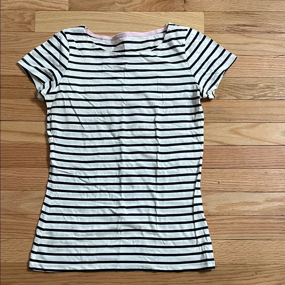 Boden Black and White Striped Short Sleeve Tee